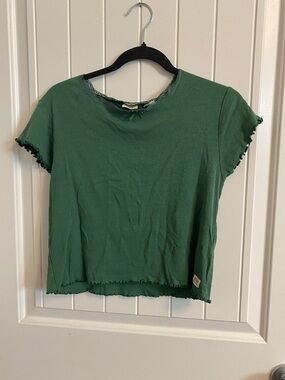 Levi's Forest Green Lettuce-Edge Crop Tee